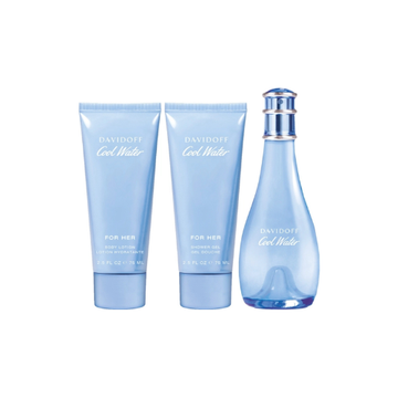 Davidoff Cool Water Woman Gift Set 100ml EDT + 75ml Body Lotion + 75ml Shower Gel