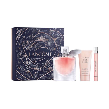 Lancome La Vie Est Belle Christmas Gift Set 50ml Eau de Parfum Spray 50ml Body Lotion 10ml Eau de Parfum Travel Spray