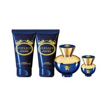 Versace Dylan Blue Pour Femme Gift Set 100ml EDP + 100ml Shower Gel + 100ml Body Lotion + 5ml EDP