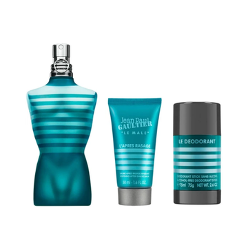 Jean Paul Gaultier Le Male Christmas Gift Set 125ml Eau De Toilette Spray + 50ml Aftershave Balm + 75g Deodorant Stick