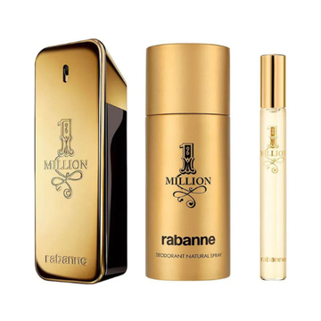 Paco Rabanne 1 Million Christmas Gift Set Eau De Toilette Spray 50ml + Deodorant Spray 150ml + Eau De Toilette Spray Travel Spray 10ml