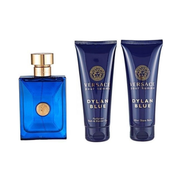 Versace Dylan Blue Pour Homme Gift Set Eau De Toilette Spray  50ml + Bath & Shower Gel 50ml + Aftershave Balm 50ml