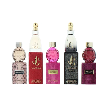 Jimmy Choo 5pc Miniature Fragrance Gift Set 1 x Jimmy Choo Eau de Parfum 4.5ml + 1 x I Want Choo 4.5ml + 1 x I Want Choo Forever 4.5ml + 1 x Rose Passion 4.5ml + 1 x I Want Choo Le Parfum 4.5ml
