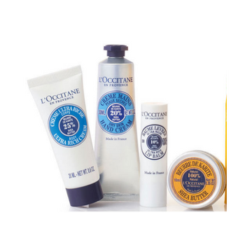 L Occitane Shea Travel Must Haves Set Shea Butter Hand Cream 30ml + Organic Shea Butter 10ml + Shea Ultra Rich Body Cream 20ml + Shea Butter Lip Balm 2g