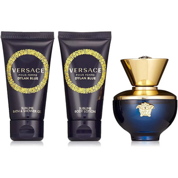 Versace Dylan Blue Pour Femme Gift Set 50ml EDP + 50ml Body Lotion + 50ml Shower Gel